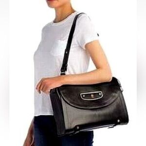 Lodis Pismo Pearl Parisa Flap Brief Work Tote Black Leather